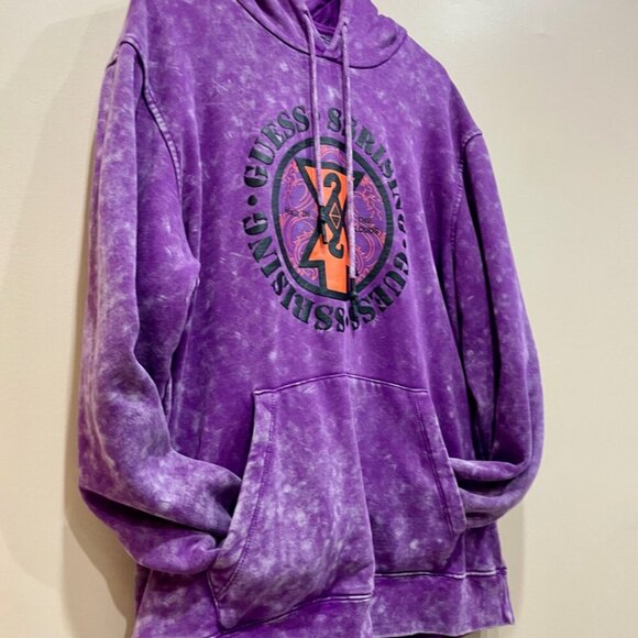 GUESS 88 RISING HOODIE SWEATSHIRT HEAD IN THE CLOUDS SZ L PURPLE ACID STREETWEAR - Picture 15 of 16